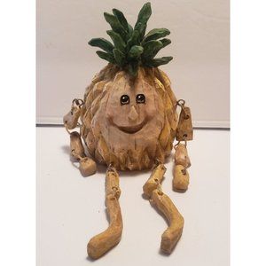 Vintage Pineapple Anthropomorphic Self Sitter Resin Figure
